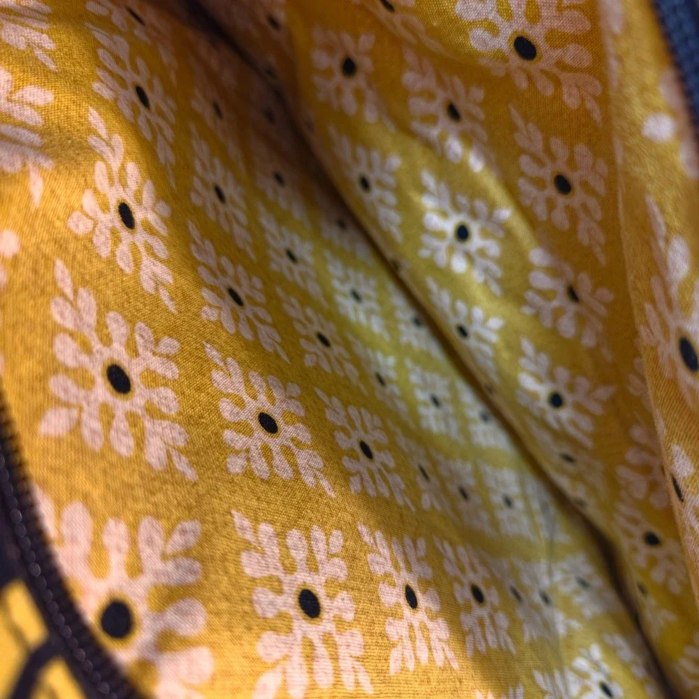 Vera Bradley Provencal Quilted Cotton Laptop Messenger Bag Yellow Grey Floral
